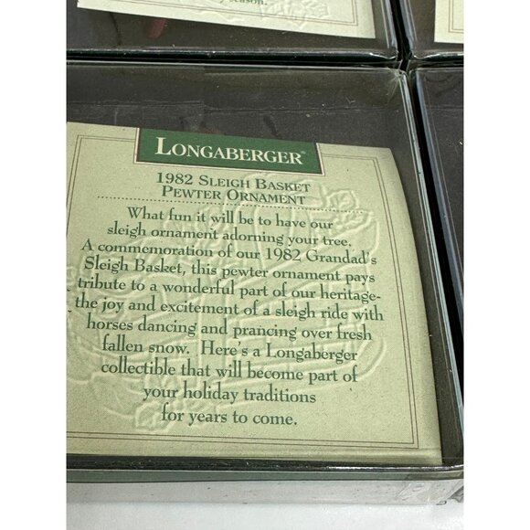 VTG Longaberger Christmas Basket Ornaments Set | Candle, Sleigh, Bell, Holly NEW - Picture 4 of 10